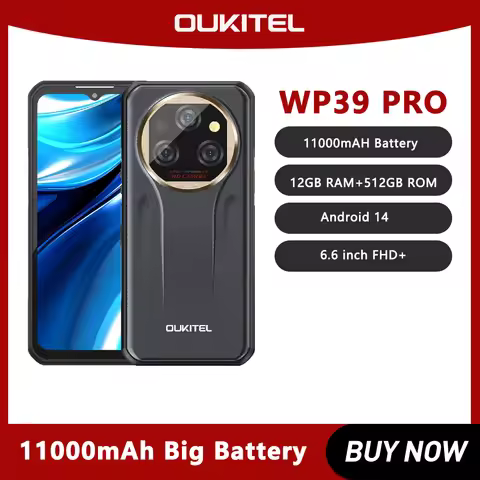 Oukitel WP39 PRO Rugged Smartphone Android 14,11000mAh,Dimensity 6300+ 5G,12GB+512GB,6.6"2.4K Screen