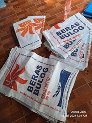 10 Karung Sak plastik BERAS BULOG 50 kg, ORI, Like NEW, Tebal kuat dan awet
