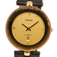 二手 Rado Florence手錶，160.3677.2，鍍金皮革錶帶，瑞士製造，棕色石英機芯，模擬顯示，金色錶盤，男士。
