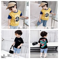 PHATOS STORE - Imported Boys' Set 3 - 9 Years Old Short Sleeve T-Shirt Screen Printed Jeans Shorts