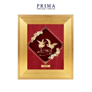 Tranh treo tường Mỹ Nghệ Phủ Vàng 24K PRIMA ART-Đôi chim hạc bình an cát tường-Size 16 x 16 cm-CGS-0
