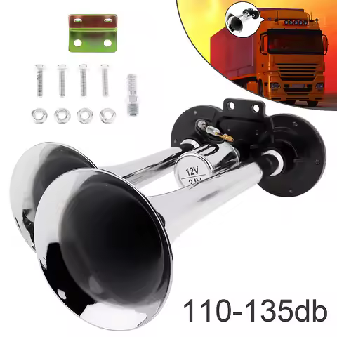 12V/24V 110-135db Super Loud Dual Car Trumpet Train Powerful Air Horn For Boat Train Car Vehicle No 