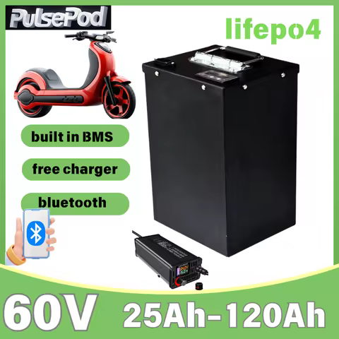 PP 60V Lifepo4 60Ah 80Ah 30Ah 40Ah 150Ah 120Ah lifepo4 Lithium Battery with Bluetooth APP BMS for El