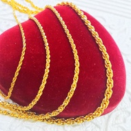 Cop 916 45cm To 70cm Rantai Leher Pintal 24K Gold Plated Twisted Unisex Necklace Kalung Jewelry 1.5m