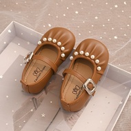 YADOU รองเท้าหนังสำหรับเด็กรองเท้าหนังสำหรับเด็กผู้หญิงของตกแต่งมุกรองเท้า Mary Jane กันลื่นพื้นนุ่ม