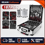 REAIM 187PCS Toolbox Large Tool Box Set Heavy Duty Spanar Set Total Tool Drawer Set