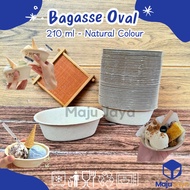 Maju Jaya - Bagasse Oval Mini Double Scoop Ice Cream Gelato 210 ml / Bagasse Cup Ice Cream Oval / Ic