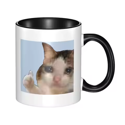 Doing O-kay Crying Cat Memes Mug Funny Ceramic Coffee Cups Tea Mugs Milk Cup Drinkware Gifts for Fri