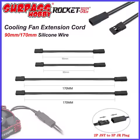 1/2/5PCS Motor Cooling Fan Extension Cord Cable 90mm 170mm 26AWG Silicone Wire 2P JST To 3P JR Plug 