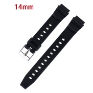 Silicone Watch Strap 12mm 14mm 16mm 18mm 20mm 22mm For Casio Watch Men And Women Students Electronic Watch Black Sports Rubber Watchband