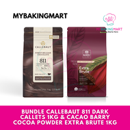 Mybakingmart | Bundle Callebaut 811 Dark Chocolate Finest Belgian Chocolate - 1kg & Cacao Barry Coco