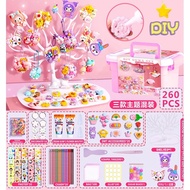 GANTUNGAN DIY Toys Guka Set 260 PCS Acrylic Keychain Creativity Toy/ Keychain Set Card Sticker RM