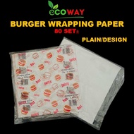 Burger Wrapping Paper 100(pcs) / Pembalut Kertas Burger Wrap Balut Burger food wraper kertas burger