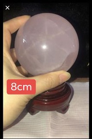 （大優惠）《8cm雙六芒星光🌟中大粉球》莫桑比克兩面六芒星光🌟粉晶球8厘米粉水晶球🔮附底座