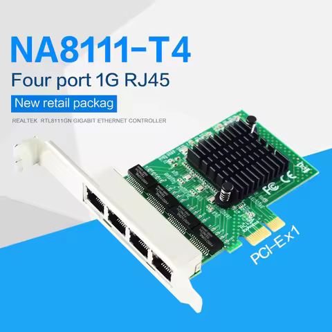 FANM RTL8111GN 4 Port 10/100/1000M PCIe x1 Gigabit Ethernet Network Card Adapter for Desktops Realte
