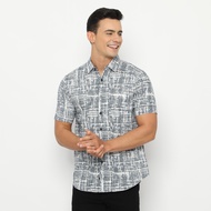 KEMEJA 3NThree Men's Fashion Printing Shirt Short Sleeve Original Motif kmj40668