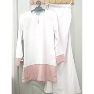 Baju Kurung Malay Set (putih + jambu merah || white pink) Murah, Cheap