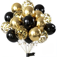 15/25/35pcs black and gold glitter balloons decoration balloon set suitable for party, birthday, wed