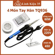 Combo tay hàn thiếc TQ936 điều chỉnh nhiệt độ máy hàn chì mini TQ 936 60W 220V kèm thiếc hàn + bộ 5