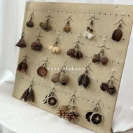 Ethnic Style Short Ear Hooks for Women Handmade Natural Dried Fruit Plant Real Flower Earrings Acorn