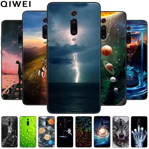 For Xiaomi Mi 9T Pro Case Cool Wolf Painted Silicon TPU Soft Bumpers for Xiaomi Mi 9T / 9tPro Protec