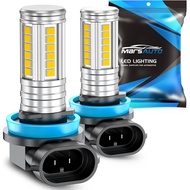 Marsauto H16 H8 Led Fog Light Bulb Yellow 12,000LM, 1:1 Size H11 Yellow Fog Lights, Real 360° Illumi