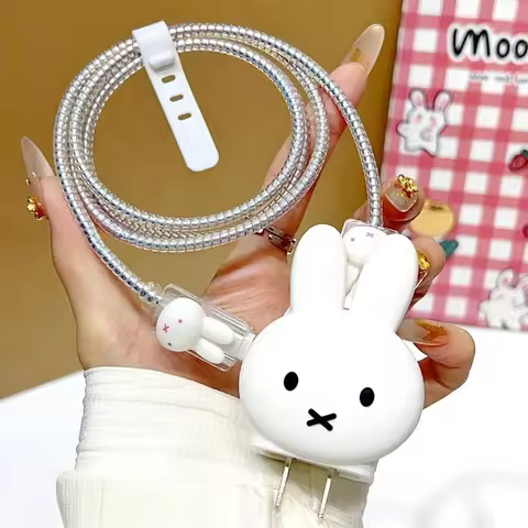 Cute Miffy Rabbit Charger Protective Case Compatible with Mophie 45W Charger Cable Cover for IPhone