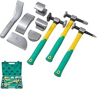 TOPWAY 9 Piece Professional Body Dent Repair Kit - Fibreglass Handle Hammer Dollies - Dent Removal &