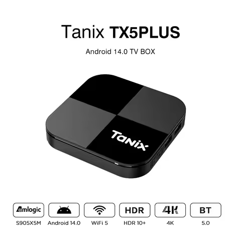 Tanix TX5 Plus Amlogic S905X5M Android 14.0 TV Box 2G 16G/4GB 32GB 2.4G/5G Wifi5 4K BT5.0 1000M Medi