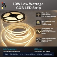 EIDS Lighting COB LED Strip Light 5mm 10W DC24V 5M (320 LEDs) IP20 Rating Light Deco Lampu Warna Jal