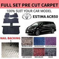 TOYOTA ESTIMA ACR50/30Customized 12MM Car Coil Floor Mat Carpet Nail Backing Carmat Car Kereta Karpe
