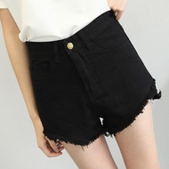 Black high waist pants plus size wide leg shorts loose woman Xia Pang mm200 catty slim Flash hot pan