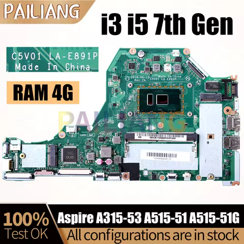 For ACER Aspire A315-53 A515-51 A515-51G Notebook Mainboard LA-E891P i3 i5 7th 4G RAM NBH9K1100 Lapt