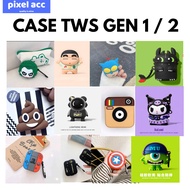 CASE GEN 1 2 Wireless Headset TWS Protector GEN 1 2 TWS Bluetooth Earphone 3D Cartoon Cute Character