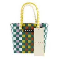 กระเป๋าถือ Marni Woven Micro Basket มือสอง รุ่น MW55F ผลิตจากโพลีโพรพีลีน สีเขียว/หลากสี เปิดด้านบน 