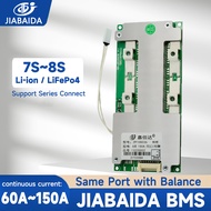 JIABAIDA BMS 8S 24V Lifepo4 7S Li-ion 100A 120A 150A Continuous Current JBD BMS with Balance