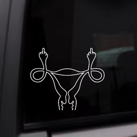 Double Middle Finger Uterus Car Decal No Uterus No Opinion Car Sticker Vinyl Decal Bumper Window Tun