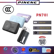 [CCC] PINENG PN 701 PD (10000mAh) Powerbank 22.5W PD, 15W Wireless Fast Charging, Built-in Cable