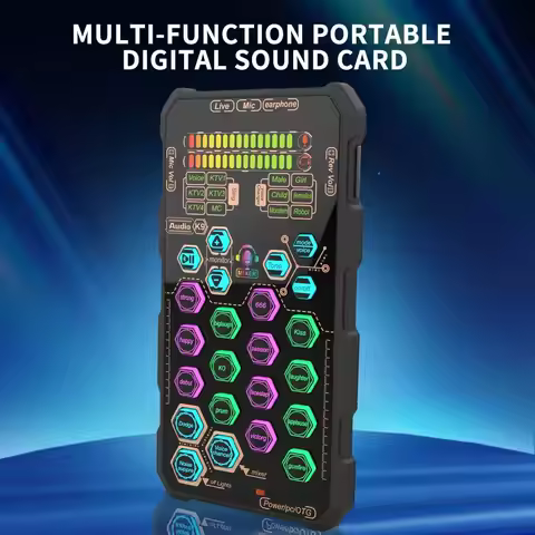 Recording Sound Card K9 Handheld Live Sound Card Sound Board Set with Voice Change for Podacsting Br