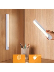 1入組10cm/20cm/30cm/50cm LED櫥櫃燈USB感應充電條燈白色磁性設計，不需要鑽孔，適用於走廊櫥櫃樓梯衣櫃家居裝飾