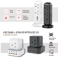 Verbatim 4個AC插座 + 8端口 65W PD & QC 3.0 電源拖板
