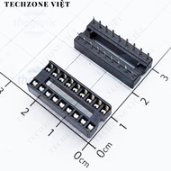 [20 Pieces]- IC Base 18 Pins Square Narrow Two Rows 2.54mm 1A 60VAC TechZone Viet