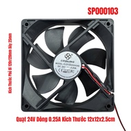 24V Fan, 0.25A Current, Dimensions 12x12x2.5cm