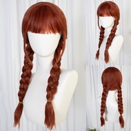 Wednesday Addams Cosplay Wig Agnes Girls Brown Long Braided Wig Synthetic Hairs