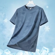 Men's Summer Ice Silk Mesh Quick-Dry Short Sleeve T-Shirt Loose Breathable Round Neck Casual Top