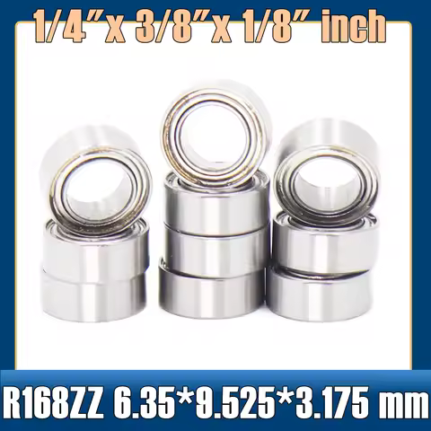R168ZZ Bearing ( 10 PCS ) 1/4"x3/8"x1/8" inch Miniature R168 ZZ 6.35*9.525*3.175 mm Ball Bearings Fo