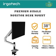 IRGOTECH Premium Single Desk Arm Mount for Computer Monitor up to 38 inch , Mechanical Spring Arm wi