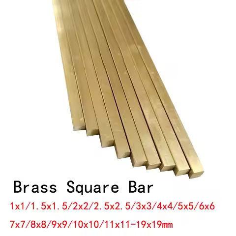 Length 500mm Brass Square Bar Flat Stick Rod Solid 1x1/1.5x1.5/2x2/2.5x2.5/3x3/4x4/5x5/6x6/7x7/8x8/9