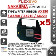 5 Units Compatible Nakajima AX150 AX 150 AX200 AX210 AX220 Black Typewriter Ribbon For AX150 AX200 A