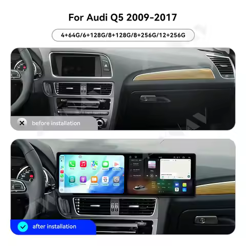 Dual 9.1'' Screen Car Radio Wireless Carplay For Audi Q5 2009-2017 Andriod Auto Navi GPS Multimedia 